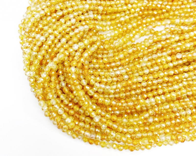 Бусины Циркон натуральный ювелирной огранки размер 3мм цвет желтый Желтый