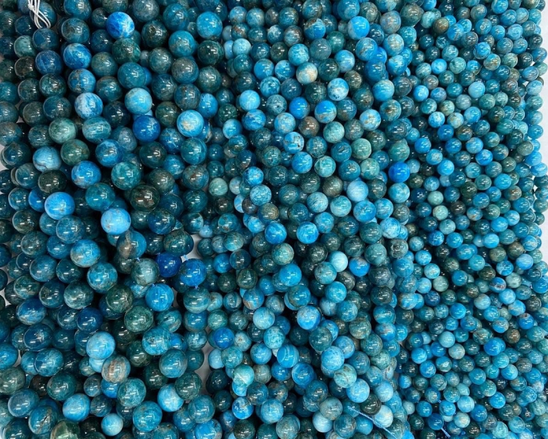 Бусины Апатит гладкий глянцевый размеры 6мм 8мм 10мм натуральный камень 6 мм Синий